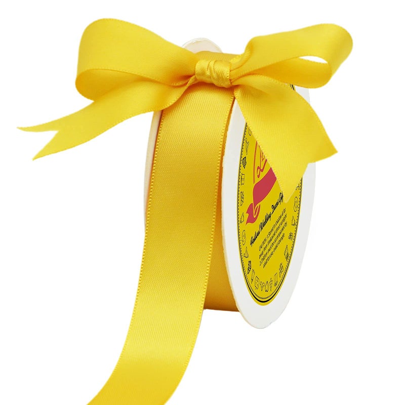 LEEQE Double Face Maize Yellow Satin Ribbon 7/8 inch X 25 Yards Polyester Maize Yellow Ribbon for Gift Wrapping Very Suitable for Weddings Party Invitation Decorations and More - Image 1